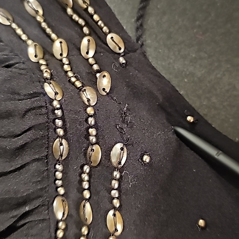 Anthro Floreat Austral Black Beaded Embroidered Boho Peasant Blouse - Size Small - Picture 12 of 12